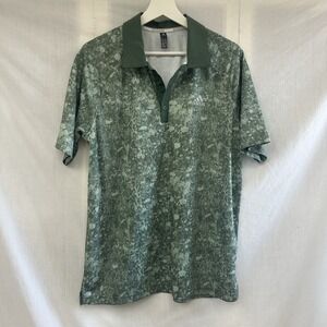$65 Adidas Men's Petal Print Golf Polo Shirt - Hazy Green - Medium - Excellent‎